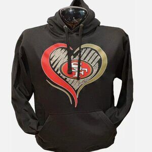San Francisco 49ers NFL Hoodie Sweatshirt Heart Designs Apparel